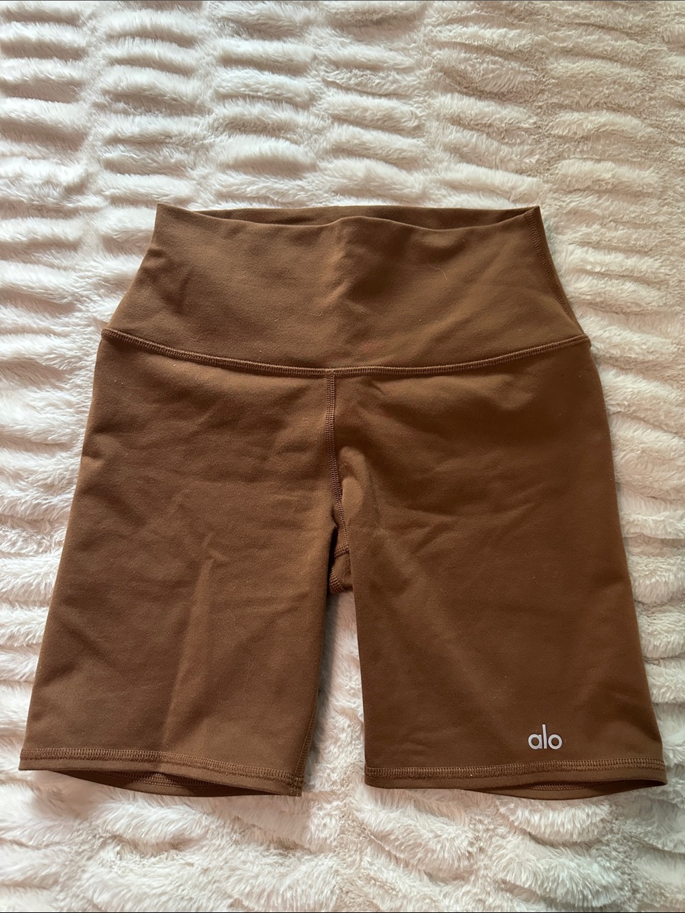 ALO Yoga Airbrush Brown High-Rise Bike Shorts XS